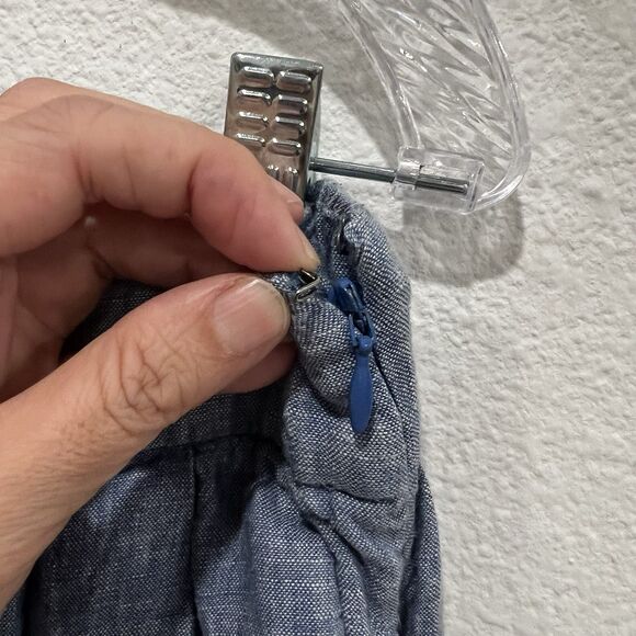 Gap Womens Blue Linen Blend Cropped Wide-Leg Pleated Pants Sz 10 Tall Flaw Read - Picture 9 of 13